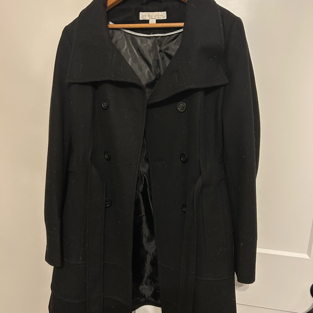 New York & Company Black Trench Coat - Picture 3 of 5
